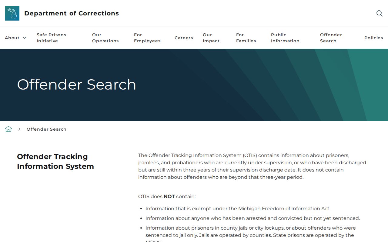 Michigan MDOC OTIS scope for Clinton County offender photos